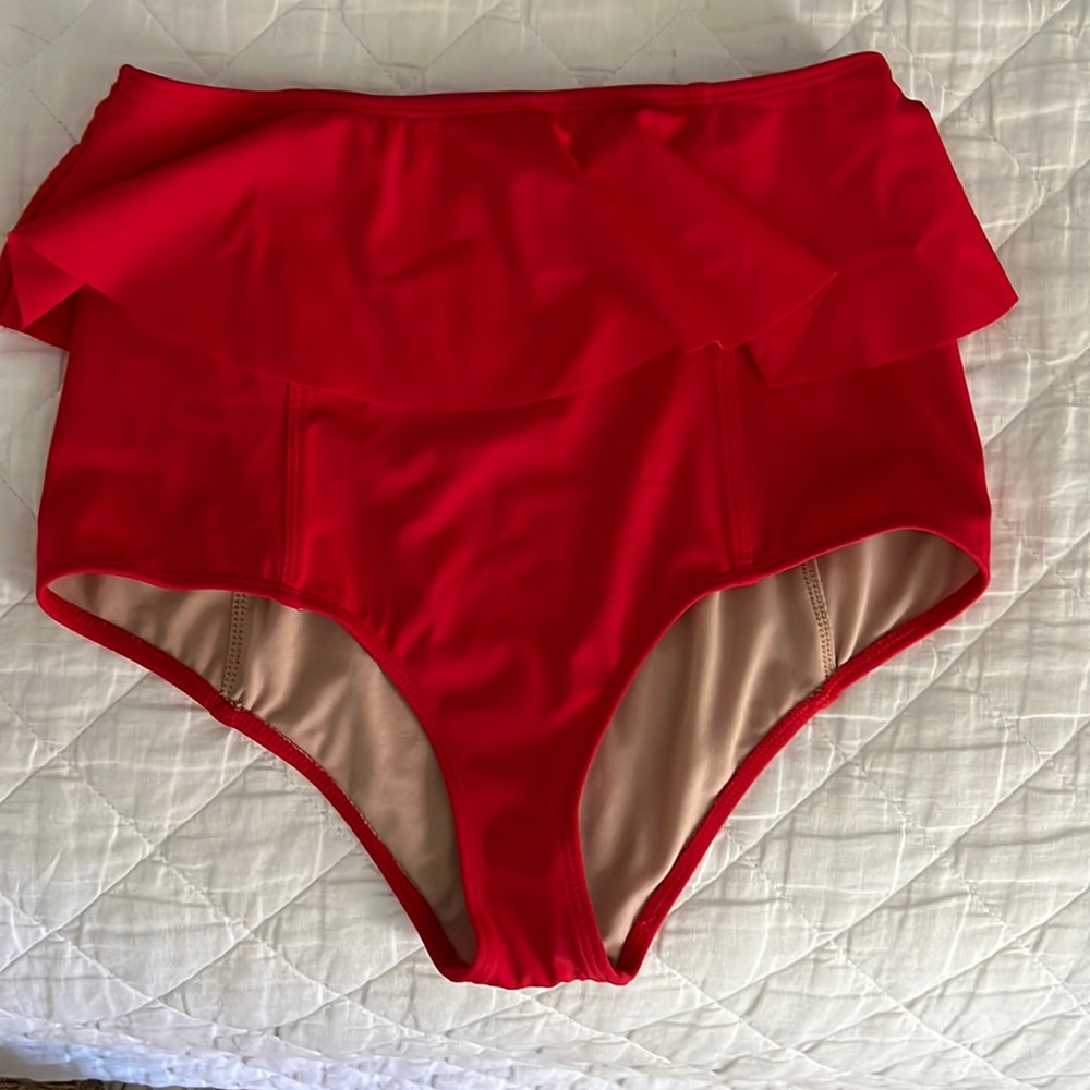 Kortni Jeane red flutter high waisted bottoms. Xsmall